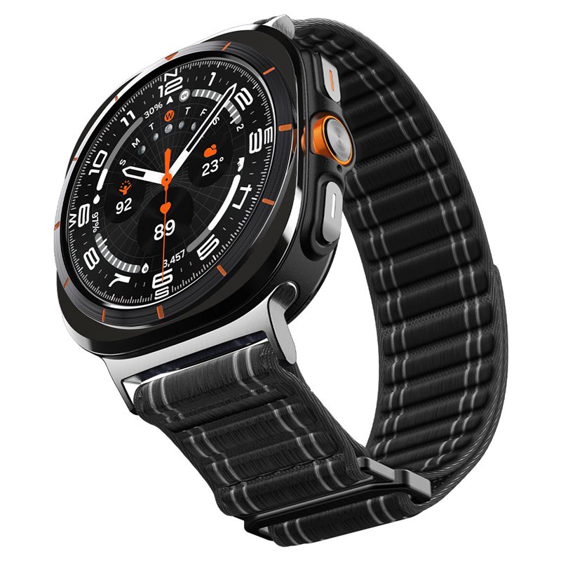 Spigen Fabric Band (suchý zips), čierny - Samsung Galaxy Watch Ultra 2/Ultra 47mm