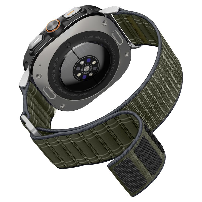 Spigen Fabric Band (suchý zips), zelený – Samsung Galaxy Watch Ultra 2/Ultra 47 mm