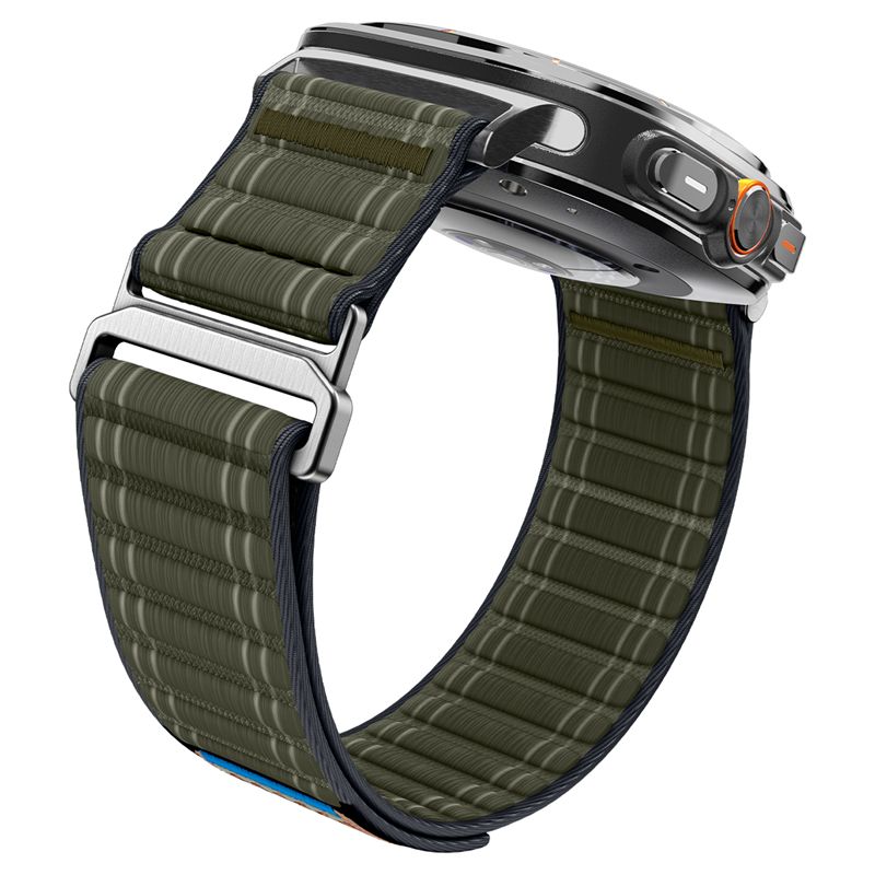 Spigen Fabric Band (suchý zips), zelený – Samsung Galaxy Watch Ultra 2/Ultra 47 mm