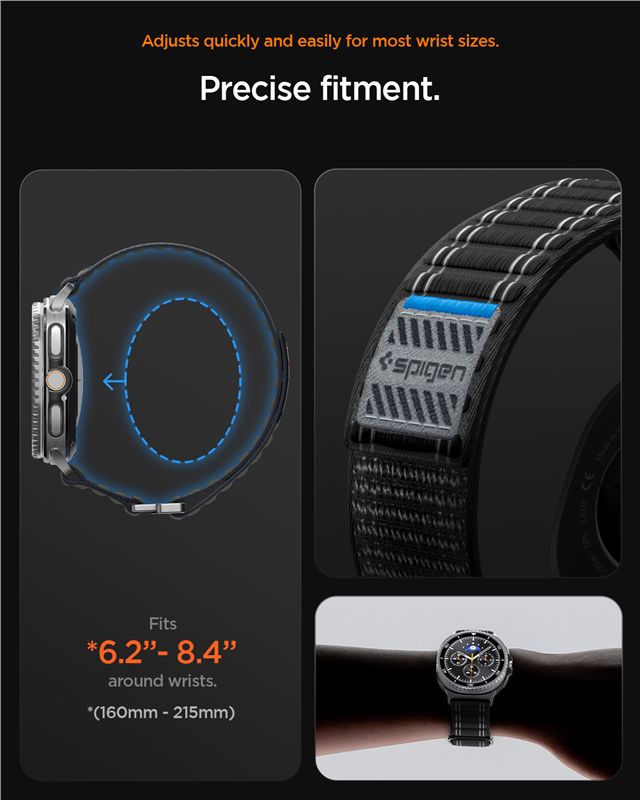 Spigen Fabric Band (hook-and-loop), black - Samsung Galaxy Watch 9/8 46mm/44mm/40mm