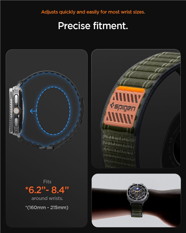 Spigen Fabric Band (hook-and-loop), green - Samsung Galaxy Watch 9/8 46mm/44mm/40mm