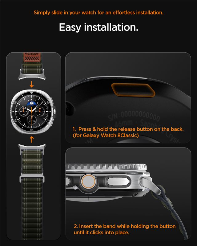 Spigen Fabric Band (hook-and-loop), green - Samsung Galaxy Watch 9/8 46mm/44mm/40mm