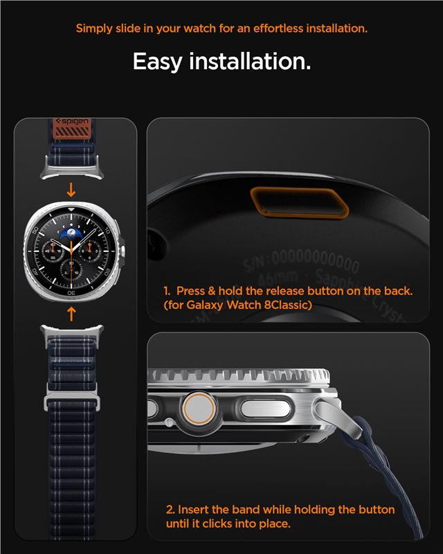Spigen Fabric Band (hook-and-loop), navy - Samsung Galaxy Watch 9/8 46mm/44mm/40mm