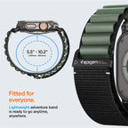 Spigen Fabric Band (hook), čierno-zelený – Apple Watch 49mm/46mm/45mm/44mm