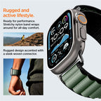 Spigen Fabric Band (hook), čierno-zelený – Apple Watch 49mm/46mm/45mm/44mm