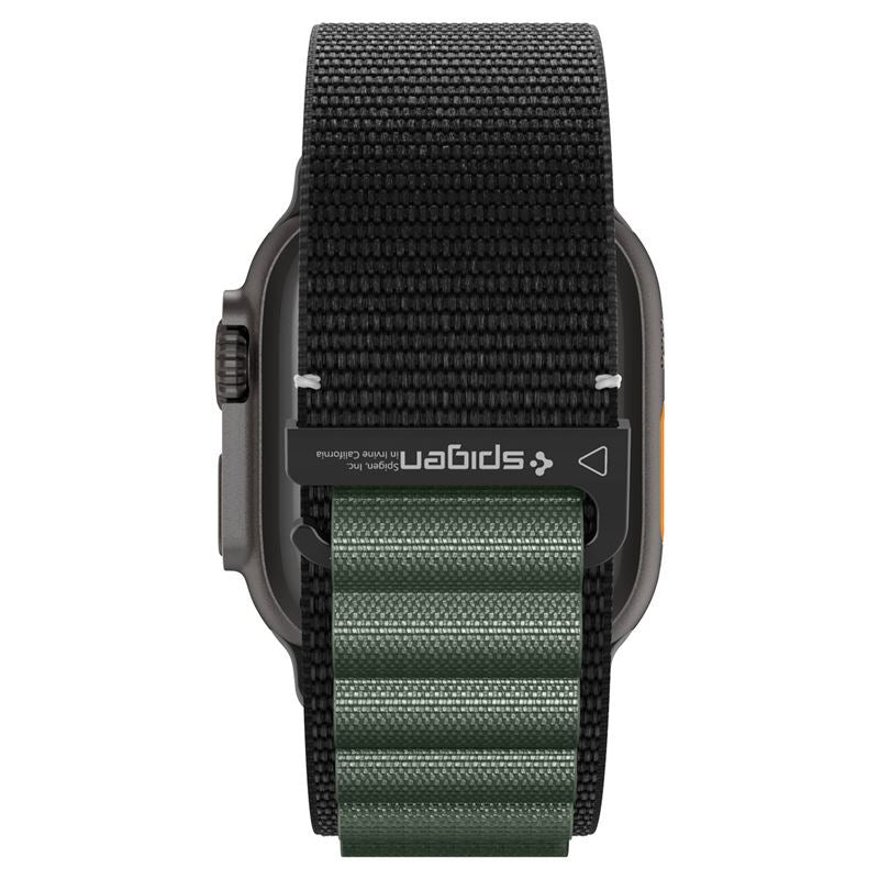 Spigen Fabric Band (hook), čierno-zelený – Apple Watch 49mm/46mm/45mm/44mm