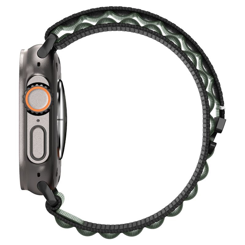 Spigen Fabric Band (hook), čierno-zelený – Apple Watch 49mm/46mm/45mm/44mm
