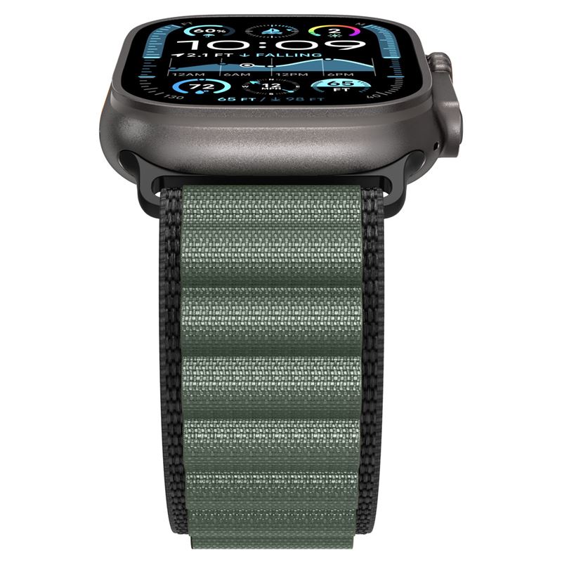 Spigen Fabric Band (hook), čierno-zelený – Apple Watch 49mm/46mm/45mm/44mm