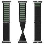 Spigen Fabric Band (hook), čierno-zelený – Apple Watch 49mm/46mm/45mm/44mm