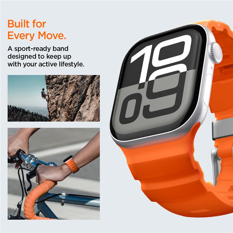 Spigen Silicone Band, orange - Apple Watch 49mm/46mm/45mm/44mm