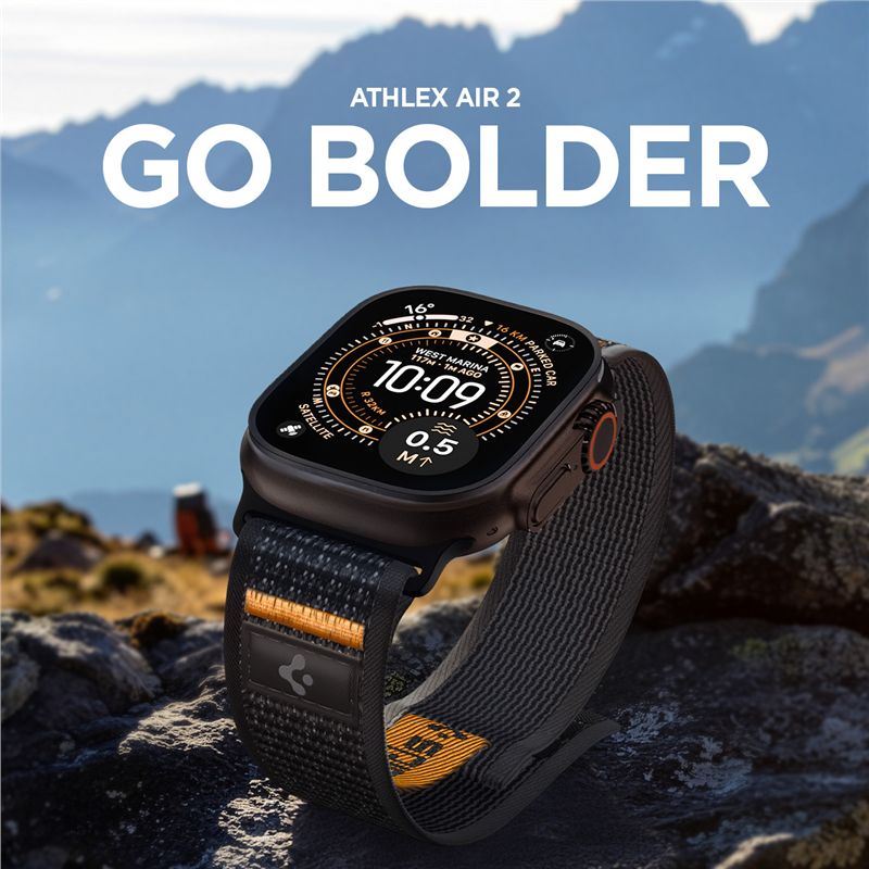 Spigen Athlex Air 2 Active Band, čierna oranžová - Apple Watch 49mm/46mm/45mm/44mm