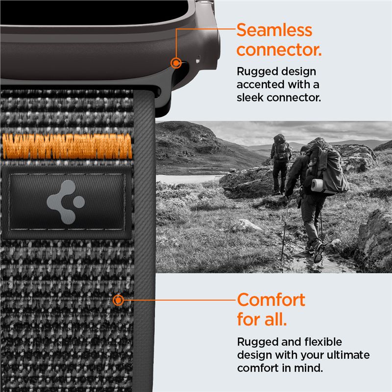 Spigen Athlex Air 2 Active Band, čierna oranžová - Apple Watch 49mm/46mm/45mm/44mm