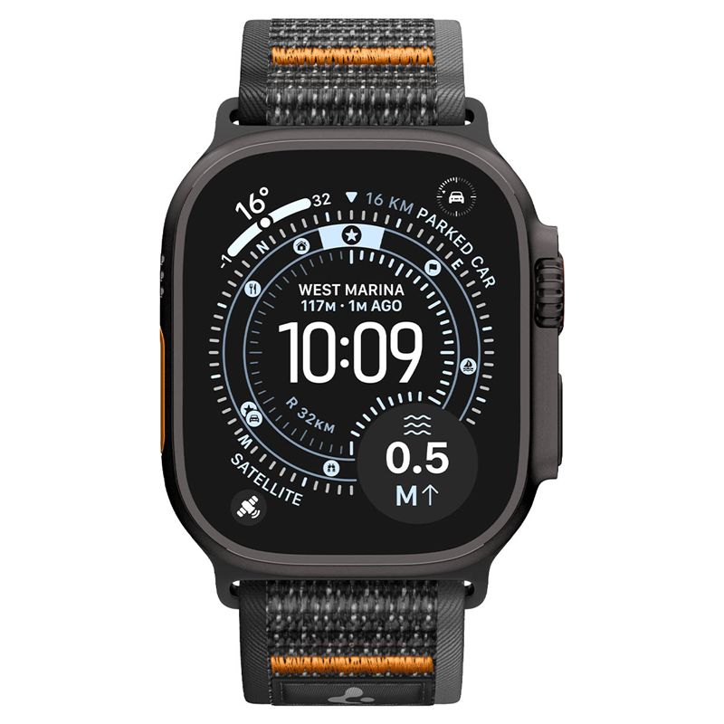 Spigen Athlex Air 2 Active Band, čierna oranžová - Apple Watch 49mm/46mm/45mm/44mm