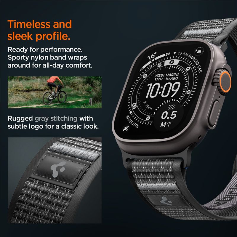 Spigen Athlex Air 2 Active Band, black gray - Apple Watch 49mm/46mm/45mm/44mm