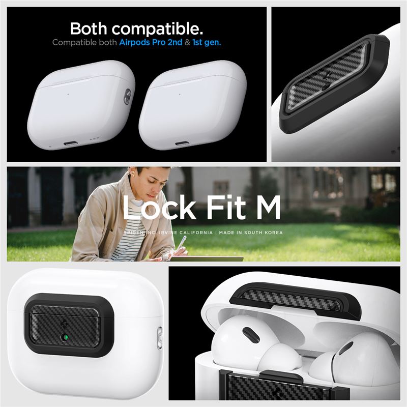 Spigen Lock Fit M, carbon - AirPods Pro (2nd/1st Gen)