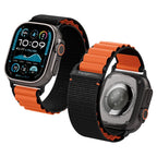 Spigen Fabric Band (háčik), čierno-oranžový - Apple Watch 49mm/46mm/45mm/44mm
