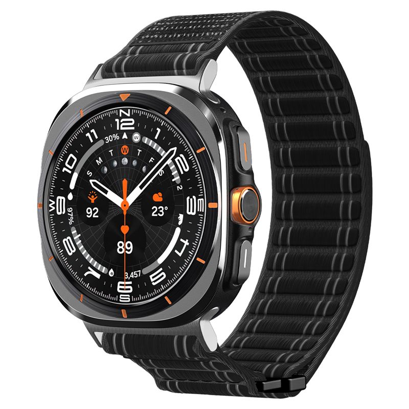 Spigen Fabric Band (suchý zips), čierny - Samsung Galaxy Watch Ultra 2/Ultra 47mm
