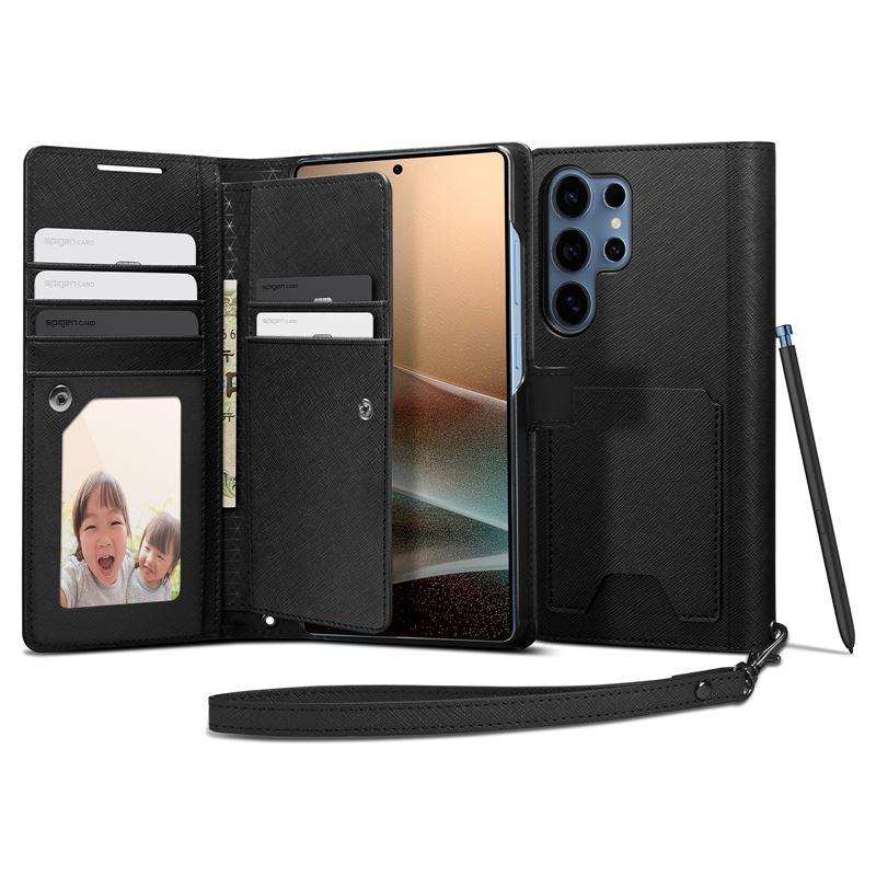 Spigen Wallet S, čierne - Samsung Galaxy S25 Ultra