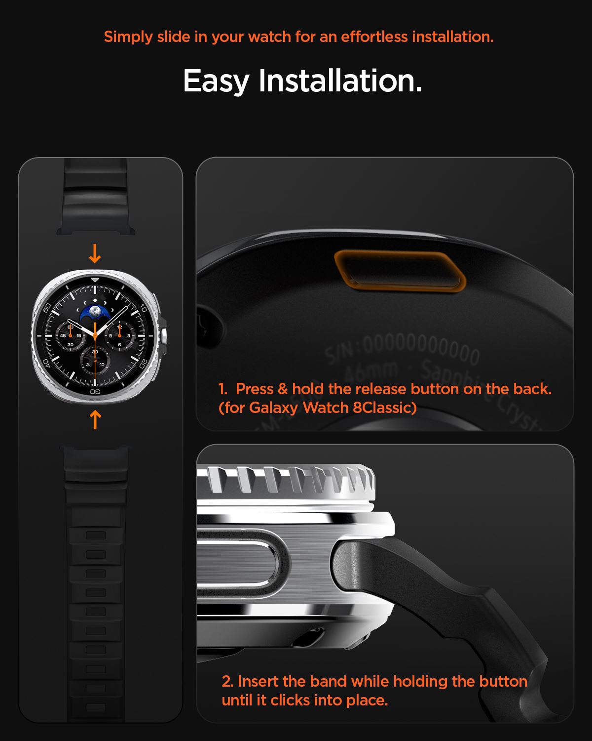 Spigen Silicone Band, black - Samsung Galaxy Watch 8 46mm/44mm/40mm (21)