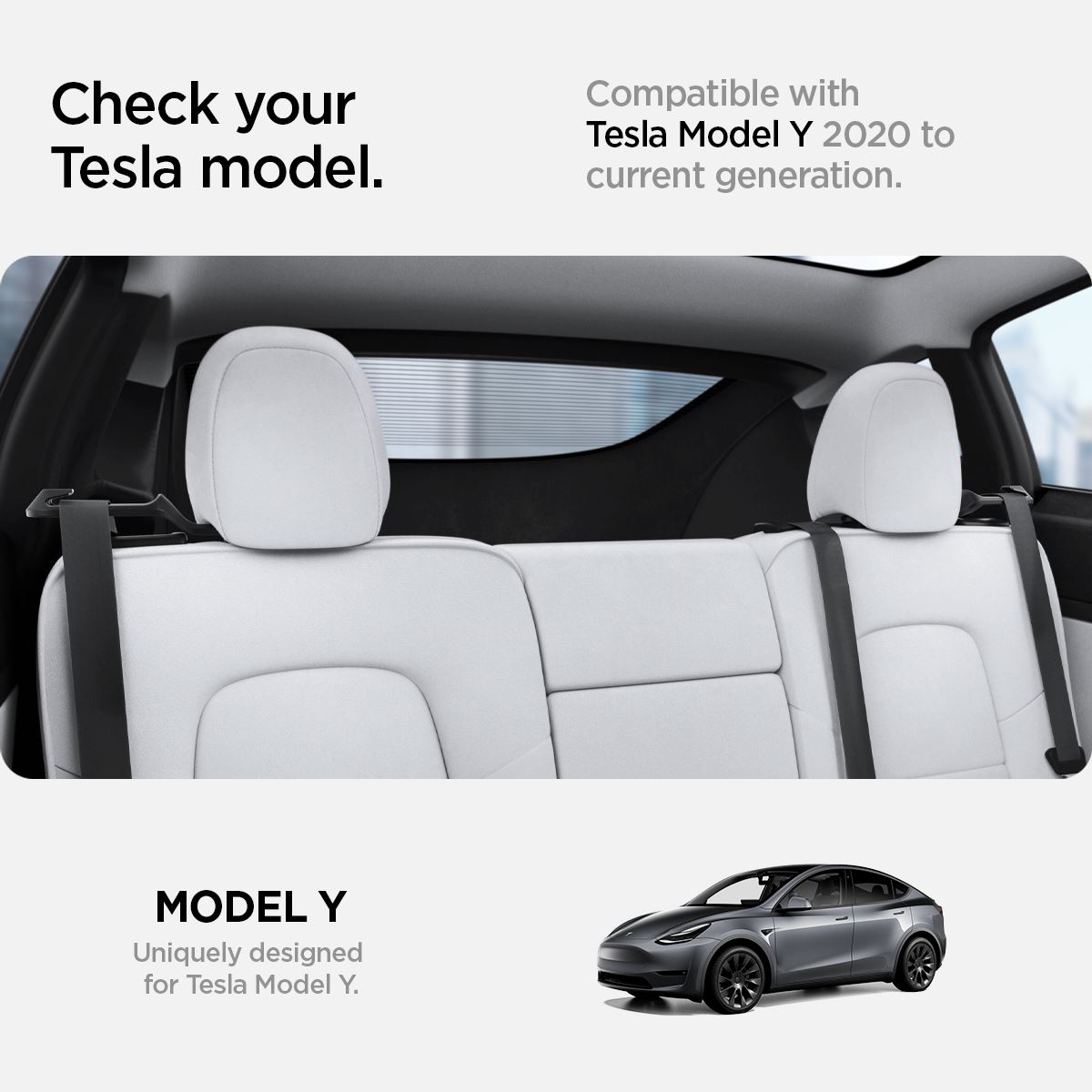 Spigen Tesla Backseat Seatbelt Holder, black - Tesla Model Y (12)