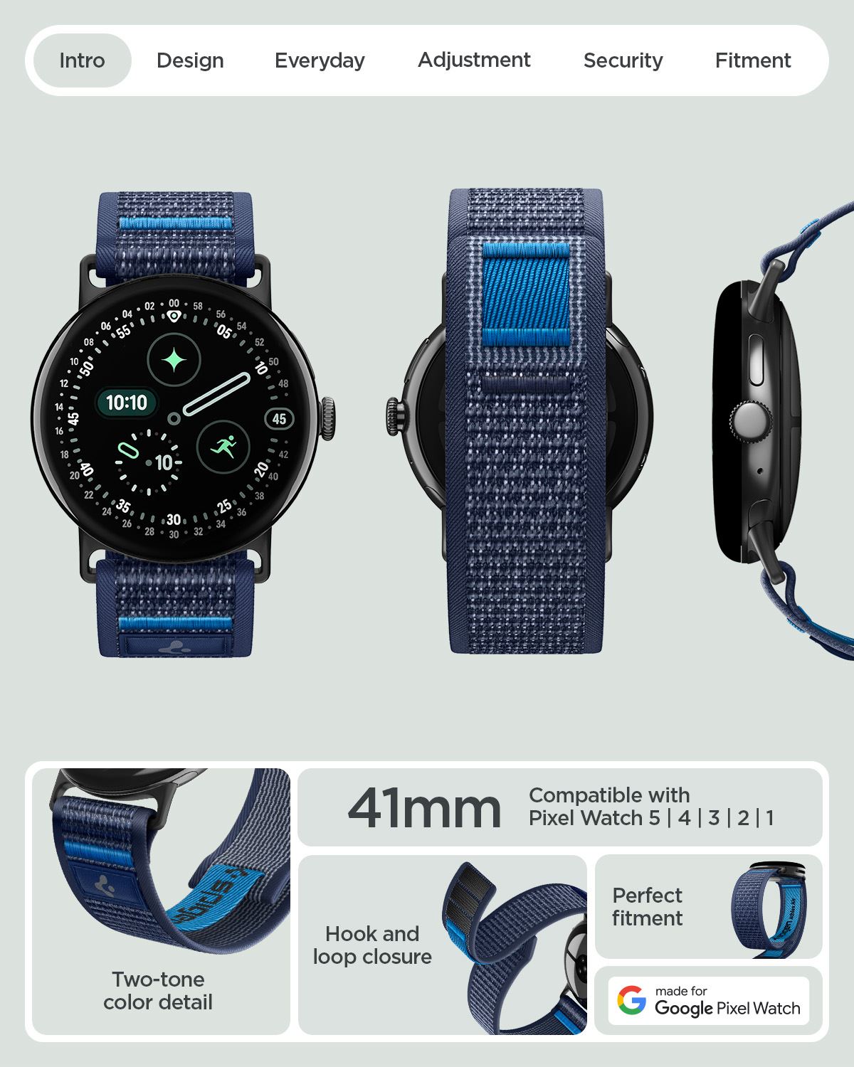 Spigen Athlex Air, active navy blue - Google Pixel Watch 5/4/3 41mm/2/1 (10)
