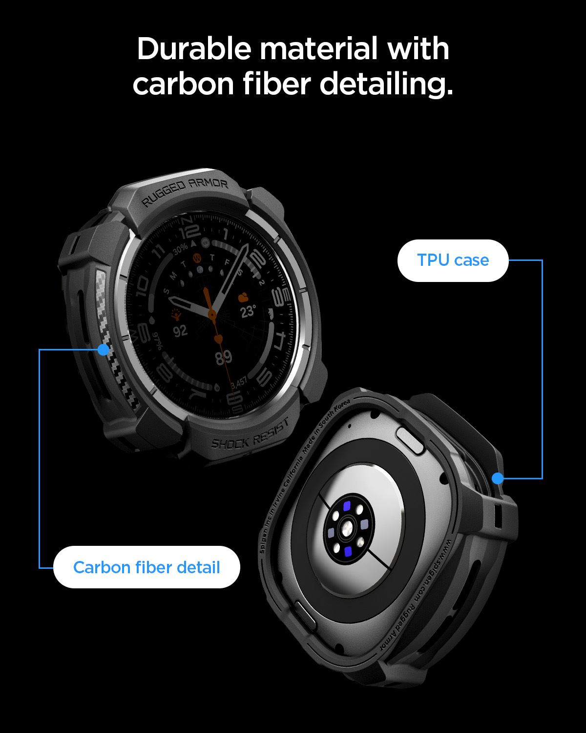 Spigen Rugged Armor, matte black - Samsung Galaxy Watch Ultra 2 47mm (13)