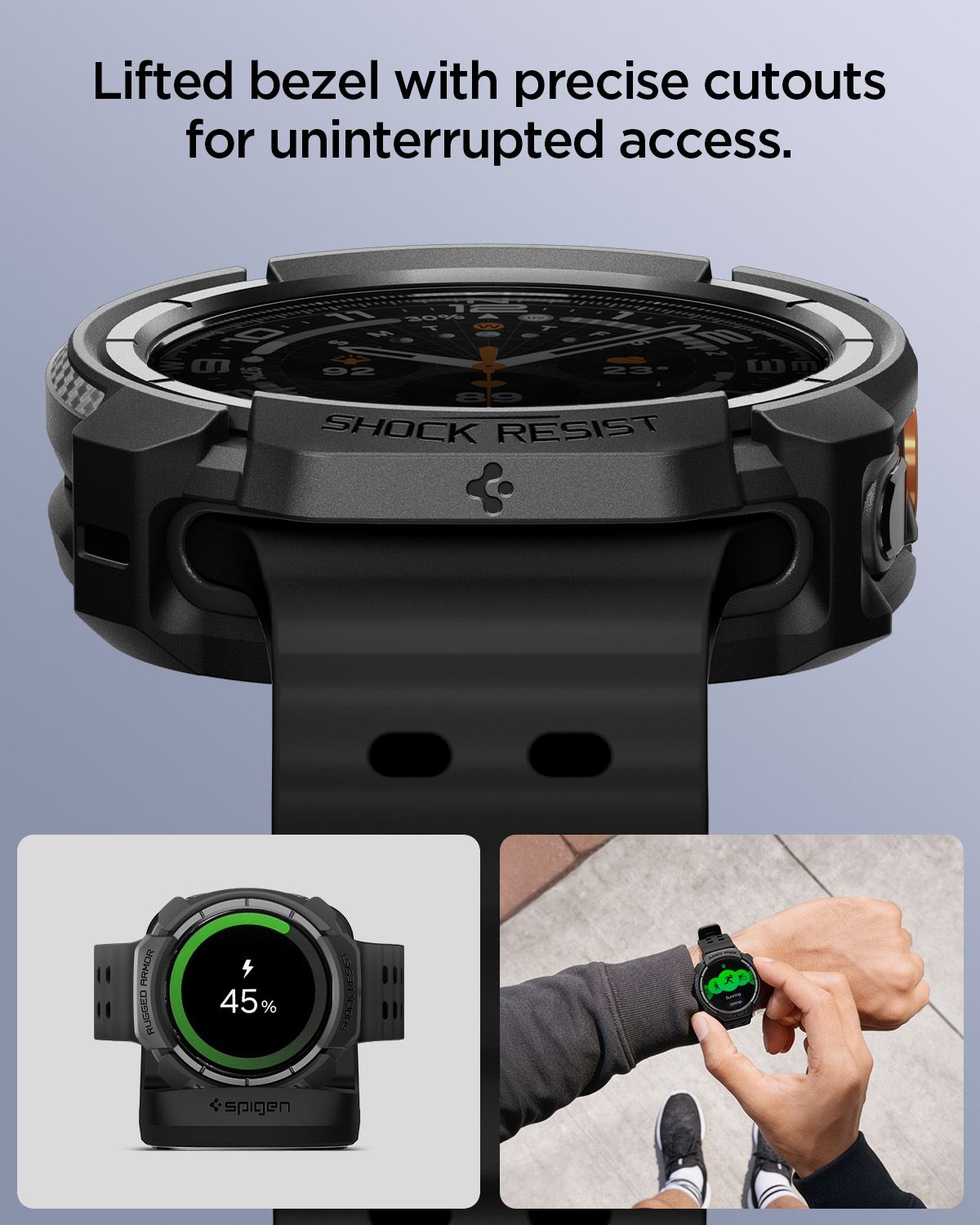 Spigen Rugged Armor, matte black - Samsung Galaxy Watch Ultra 2 47mm (16)