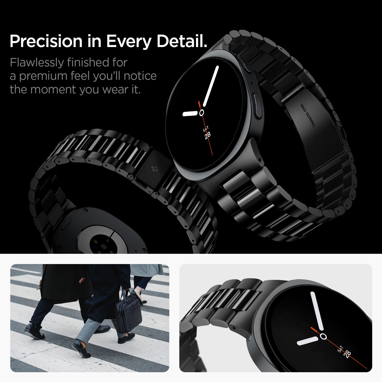 Spigen Modern Fit 316L, black - Samsung Galaxy Watch 9/8 46mm/44mm/40mm (11)