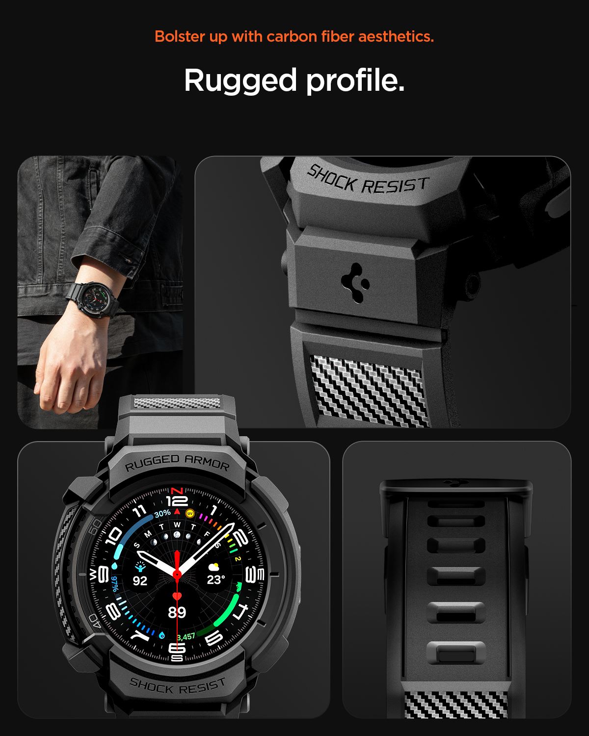 Spigen Rugged Armor Pro, matte black - Samsung Galaxy Watch 8 Classic (46mm) (12)
