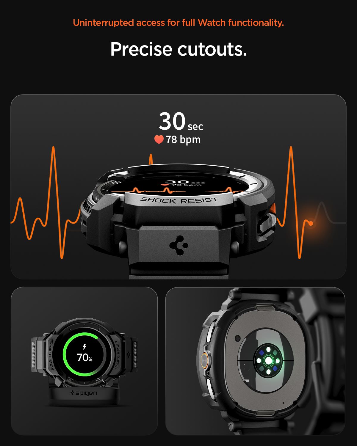 Spigen Rugged Armor Pro, matte black - Samsung Galaxy Watch 8 Classic (46mm) (14)