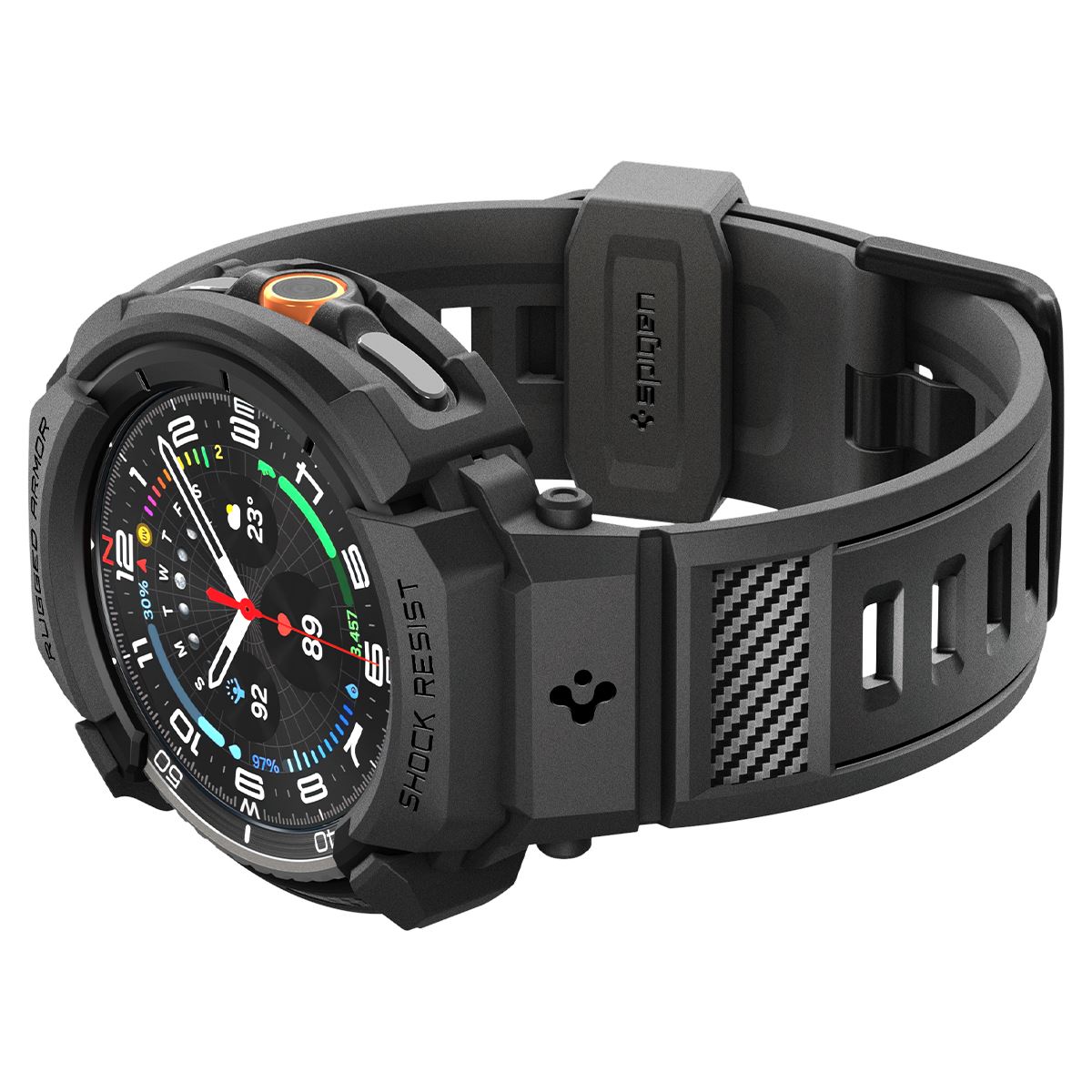 Spigen Rugged Armor Pro, matte black - Samsung Galaxy Watch 8 Classic (46mm) (6)