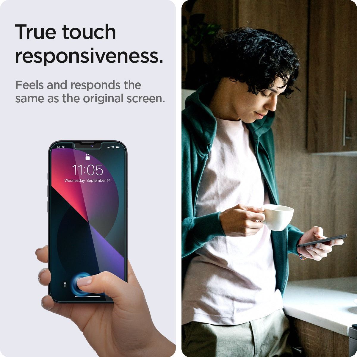 Spigen Glass tR EZ Fit Transparency Sensor Open Privacy 2 Pack - iPhone 16e/14/13/13 Pro (3)