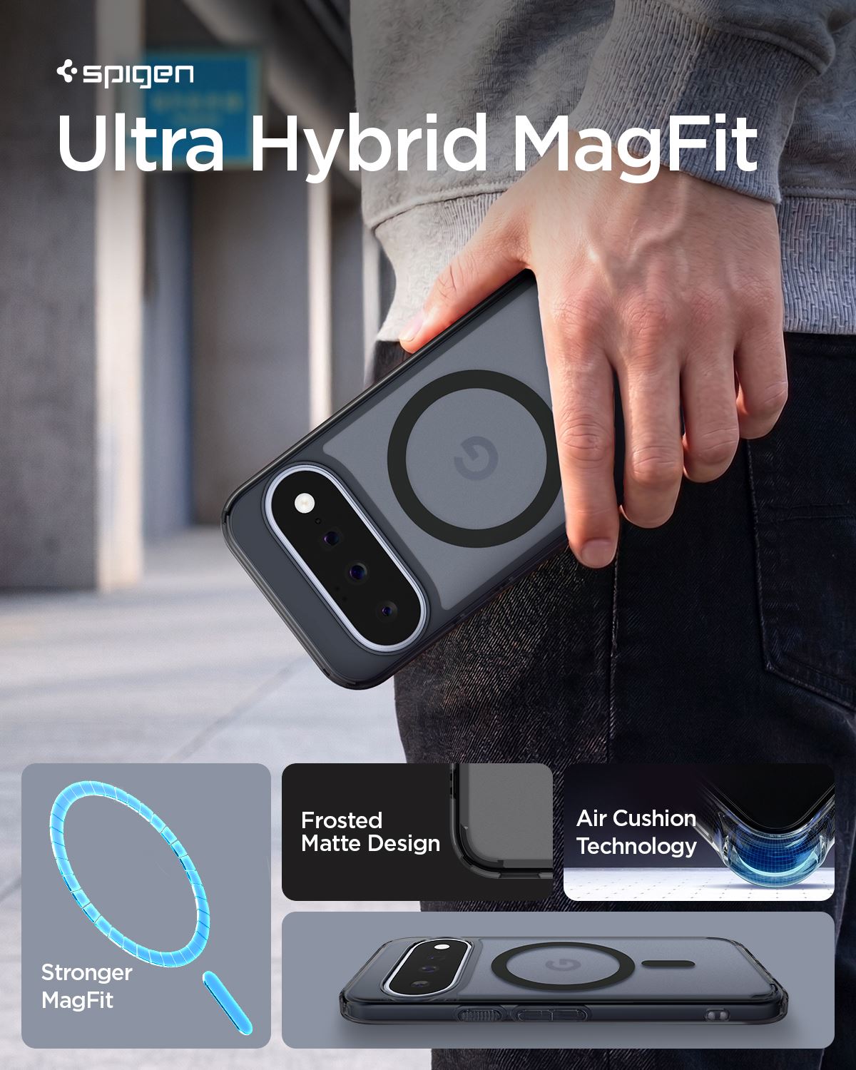 Spigen Ultra Hybrid MagSafe, frost black - Google Pixel 11 (14)