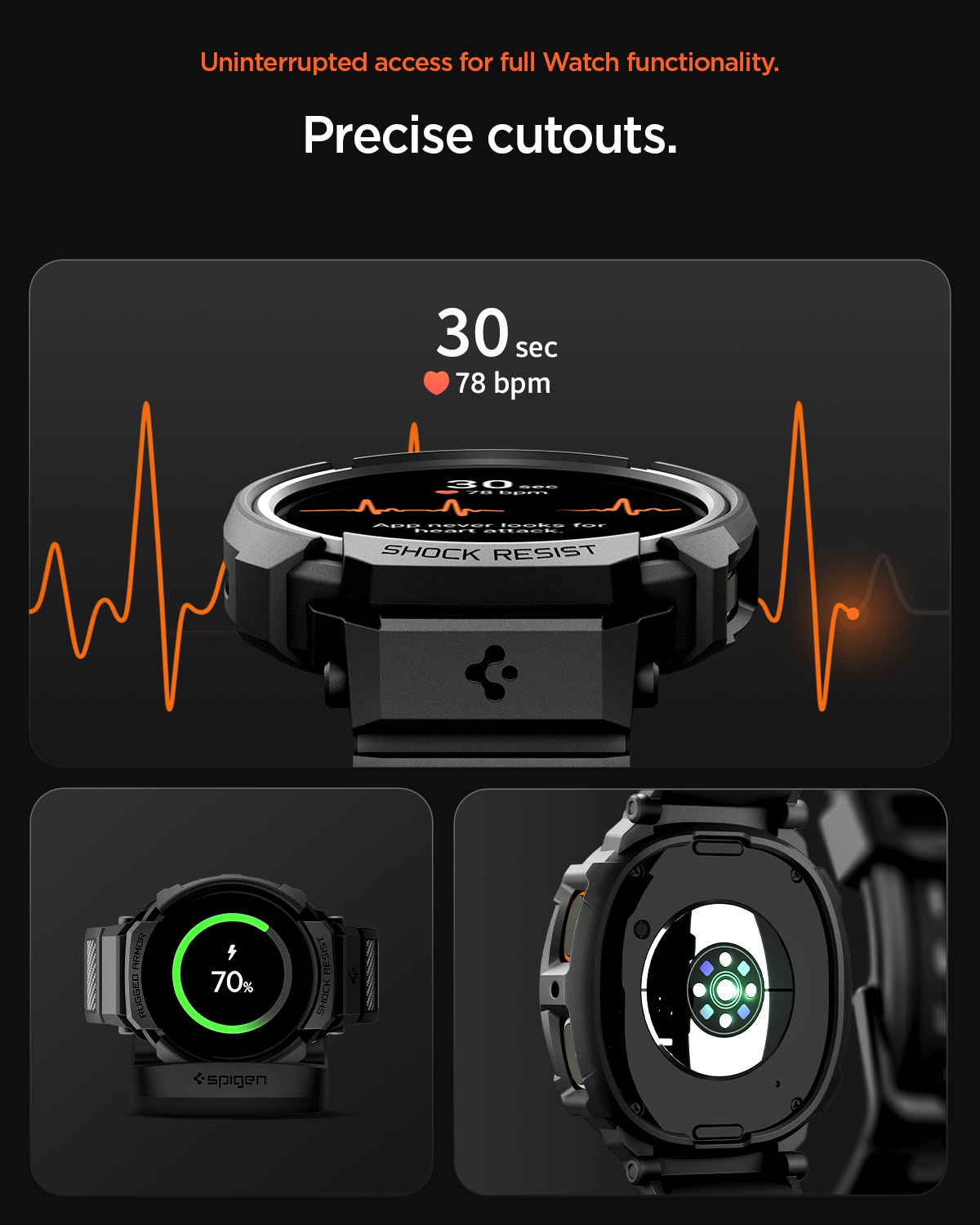 Spigen Rugged Armor Pro, matte black - Samsung Galaxy Watch 8 (44mm) (16)
