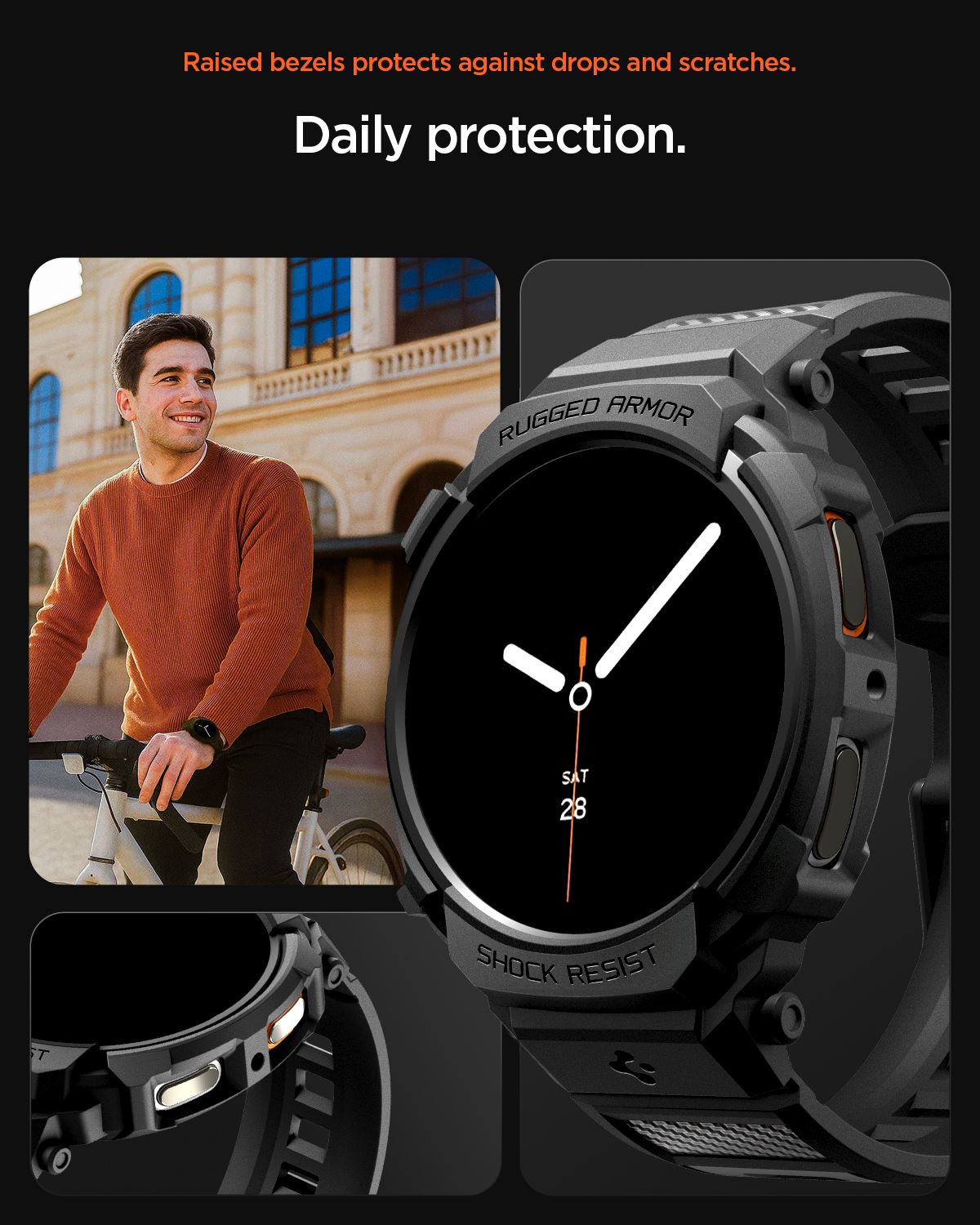 Spigen Rugged Armor Pro, matte black - Samsung Galaxy Watch 8 (44mm) (17)