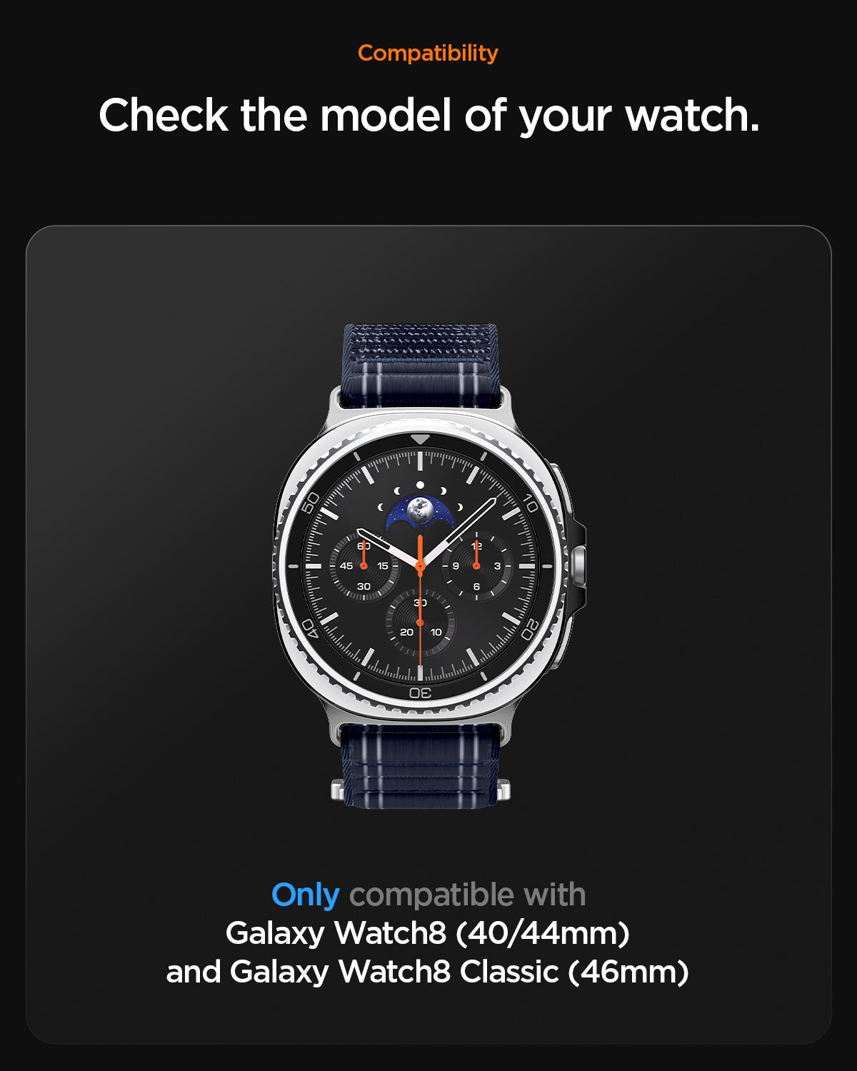 Spigen Fabric Band (hook-and-loop), navy - Samsung Galaxy Watch 8 46mm/44mm/40mm (13)