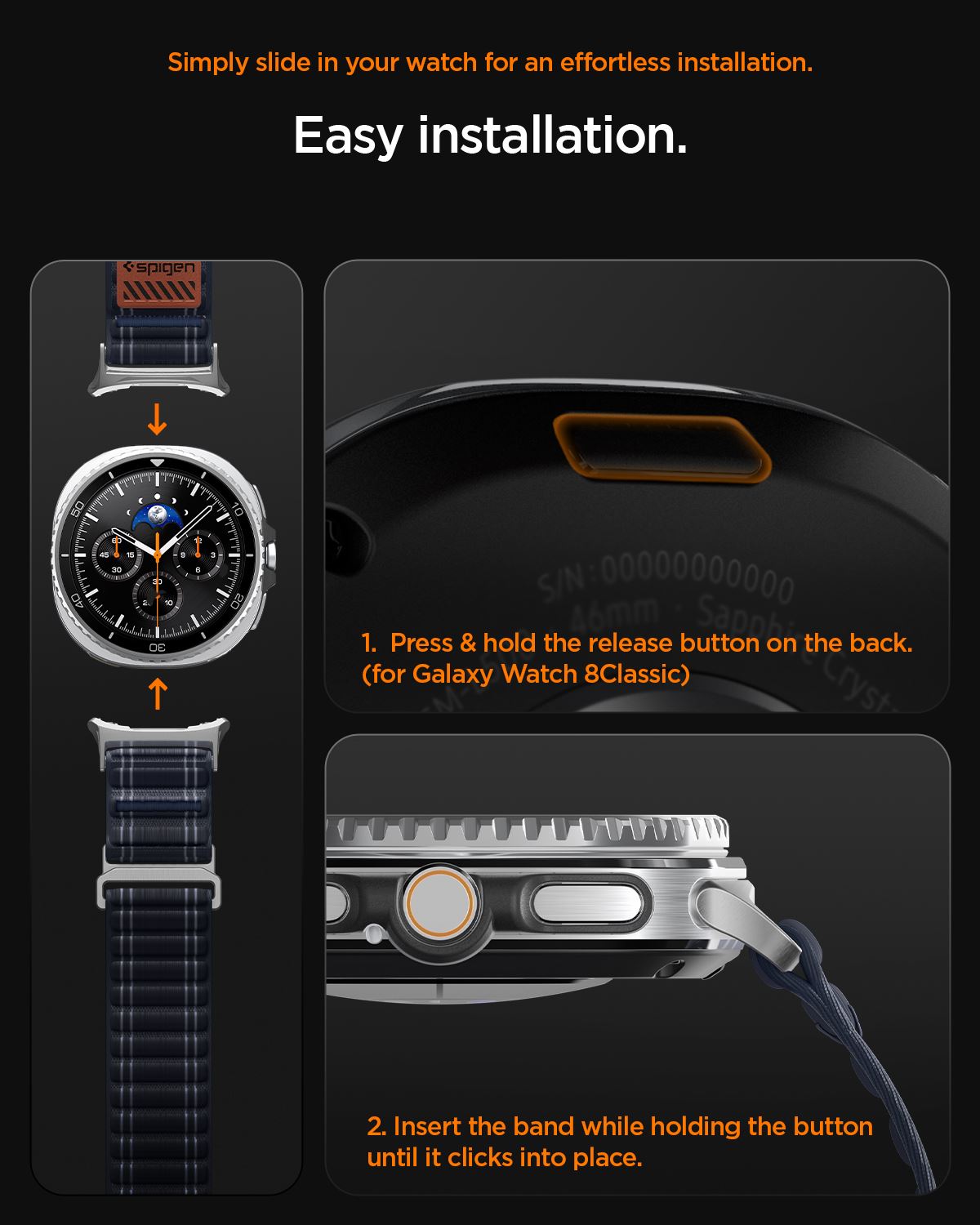 Spigen Fabric Band (hook-and-loop), navy - Samsung Galaxy Watch 8 46mm/44mm/40mm (18)