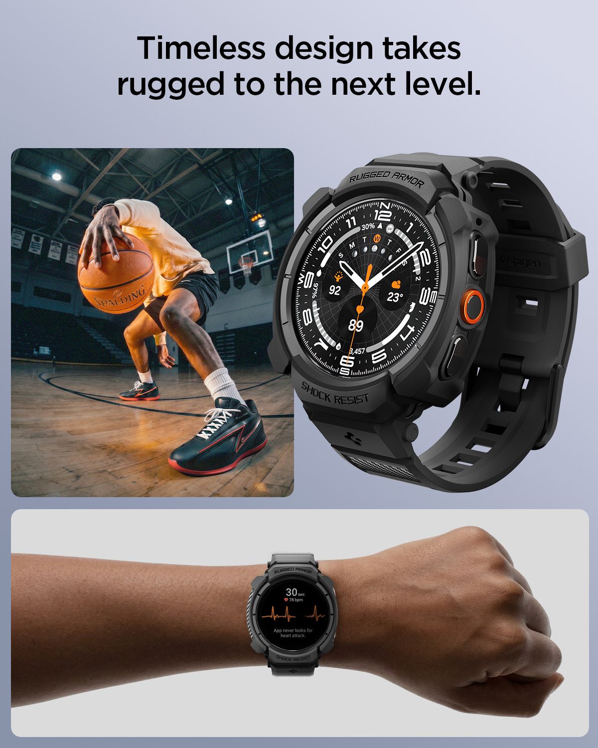 Spigen Rugged Armor Pro, matte black - Samsung Galaxy Watch Ultra 2 47mm (13)