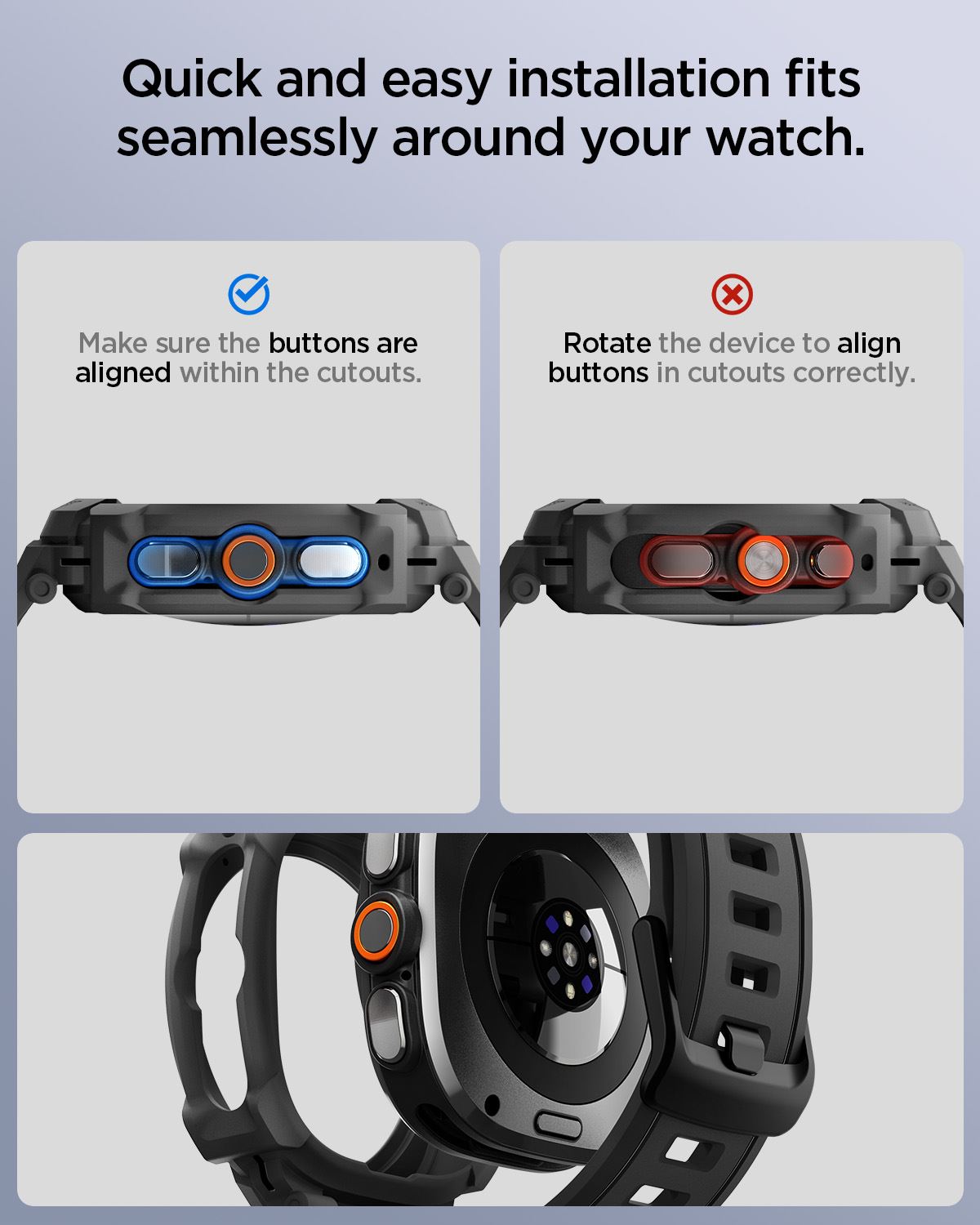 Spigen Rugged Armor Pro, matte black - Samsung Galaxy Watch Ultra 2 47mm (14)
