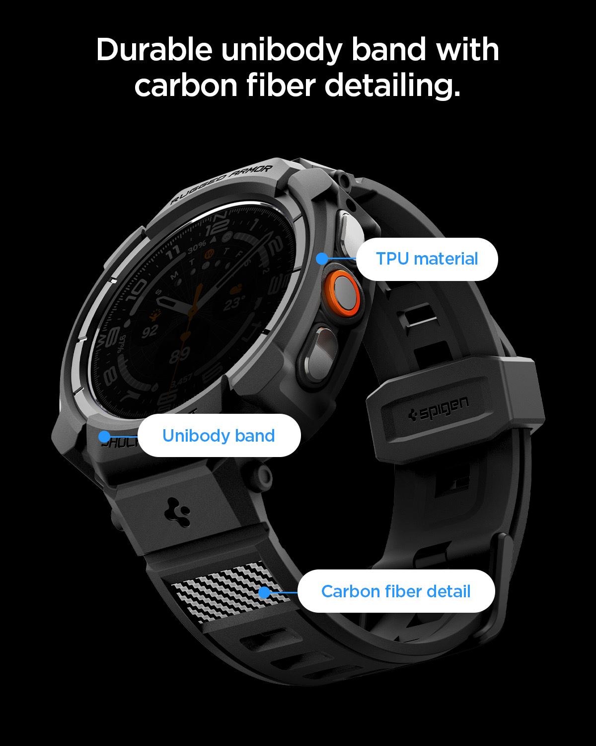Spigen Rugged Armor Pro, matte black - Samsung Galaxy Watch Ultra 2 47mm (19)