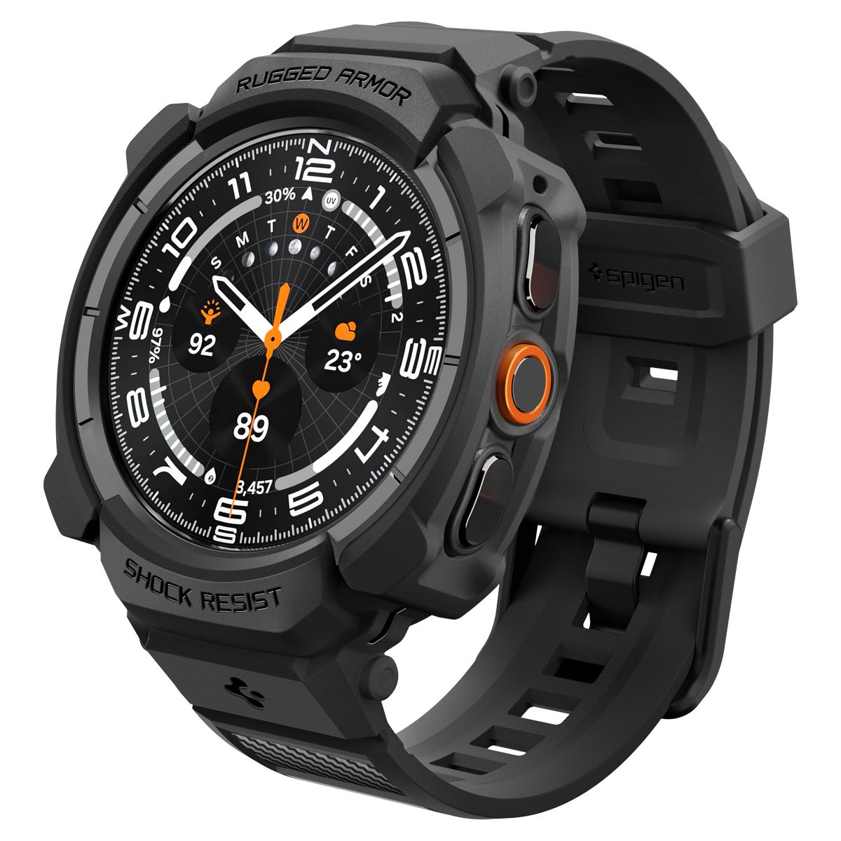 Spigen Rugged Armor Pro, matte black - Samsung Galaxy Watch Ultra 2 47mm
