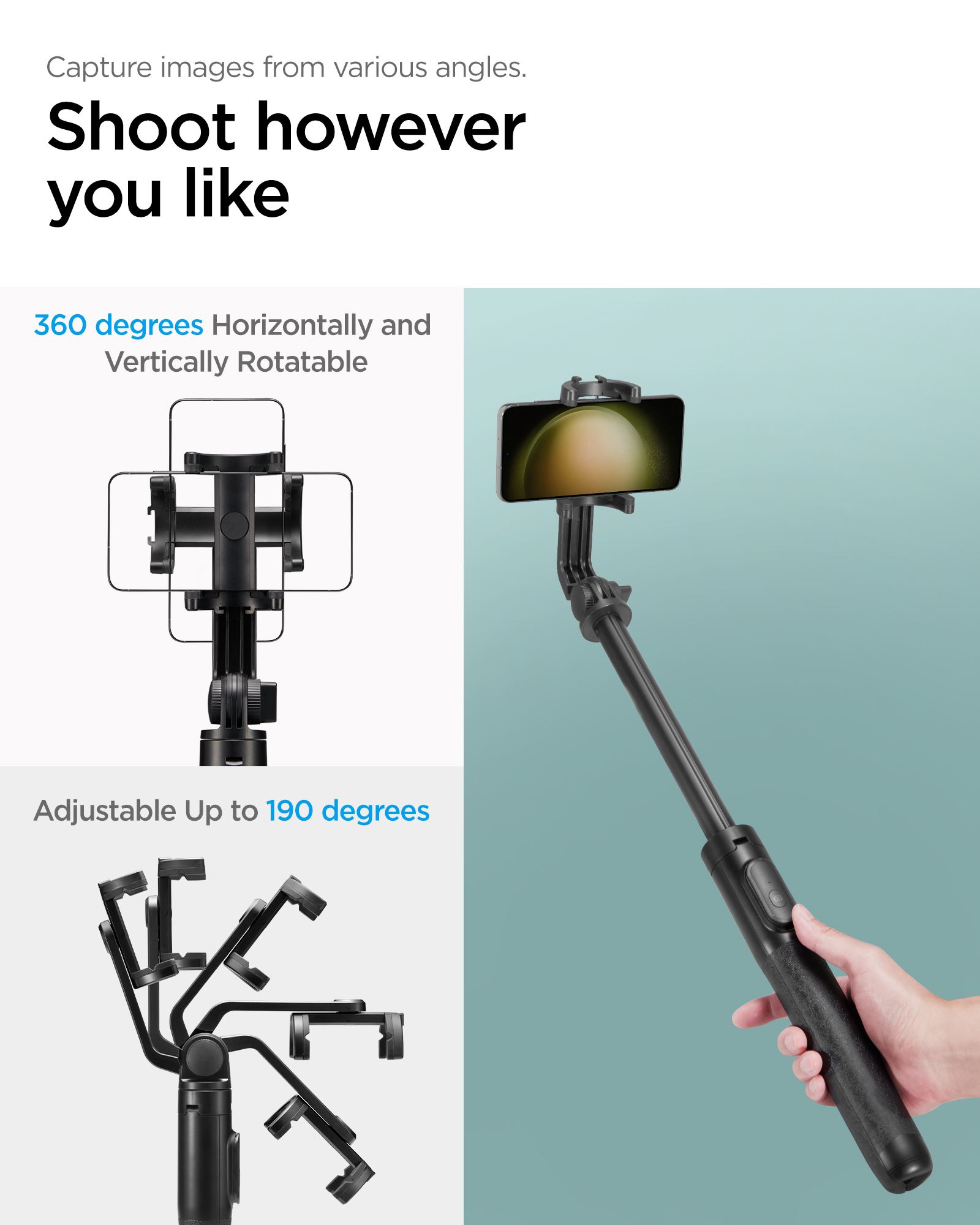 Spigen Tripod Selfie Stick, black - longer version (12)