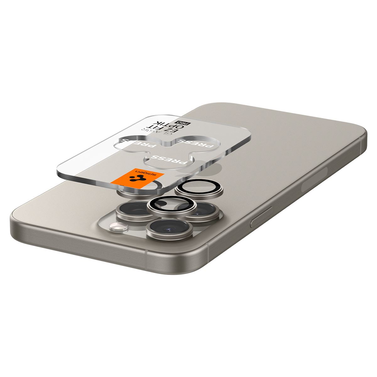 Spigen Glass tR EZ Fit Optik Pro 2 Pack, nature tita - iPhone 17/16/15 Pro / 17/16/15 Pro Max (6)