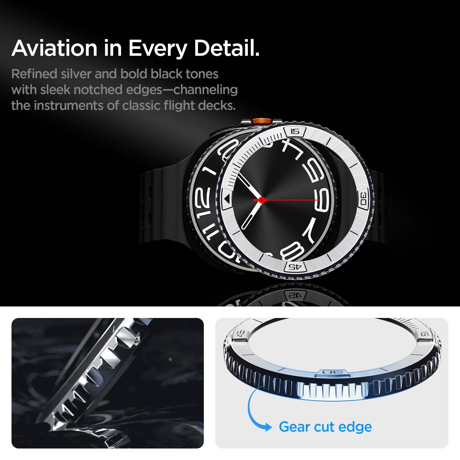 Spigen Bezel Tune (Pilot), silver - Samsung Galaxy Watch 8 Classic 46mm (12)