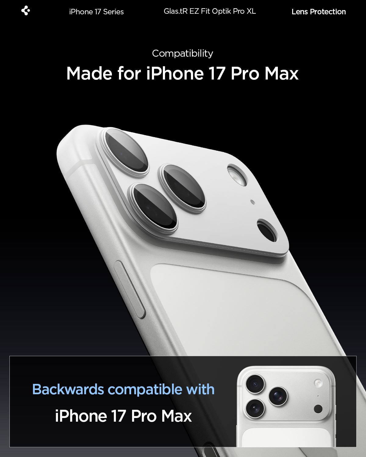 Spigen Glass tR EZ Fit Optik Pro XL 1 Pack, silver - iPhone 17 Pro Max (11)