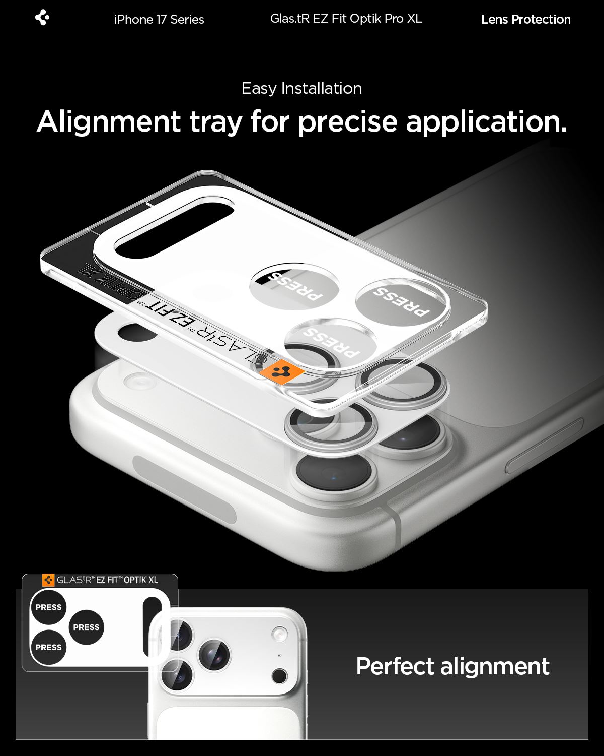 Spigen Glass tR EZ Fit Optik Pro XL 1 Pack, silver - iPhone 17 Pro Max (13)