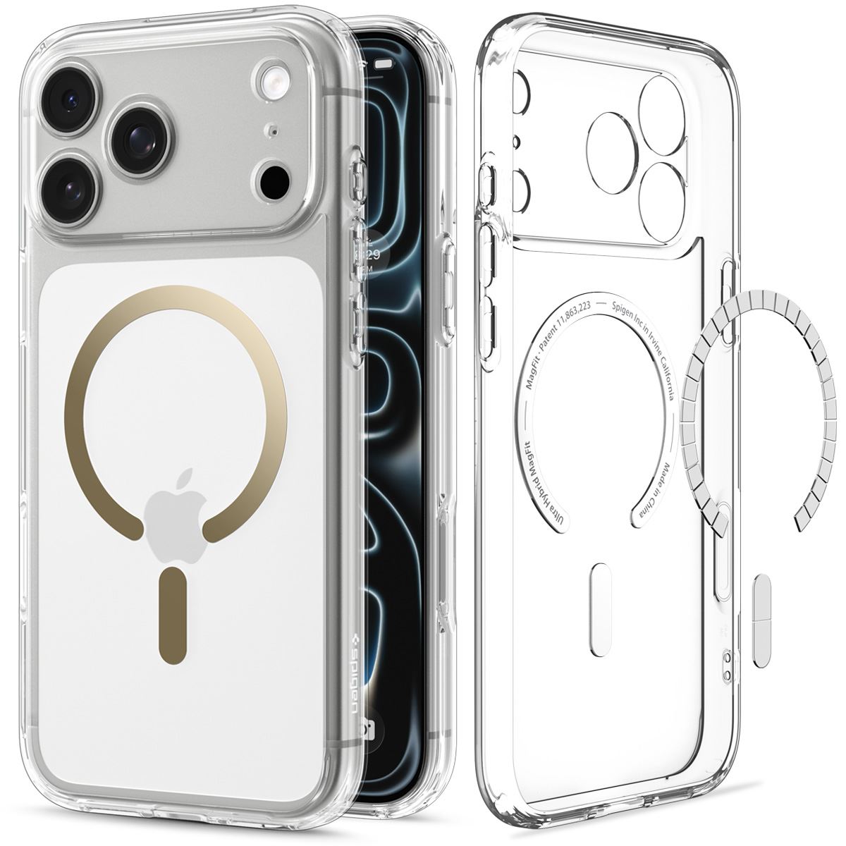 Spigen Ultra Hybrid MagSafe, clear gold - iPhone 18 Pro/17 Pro