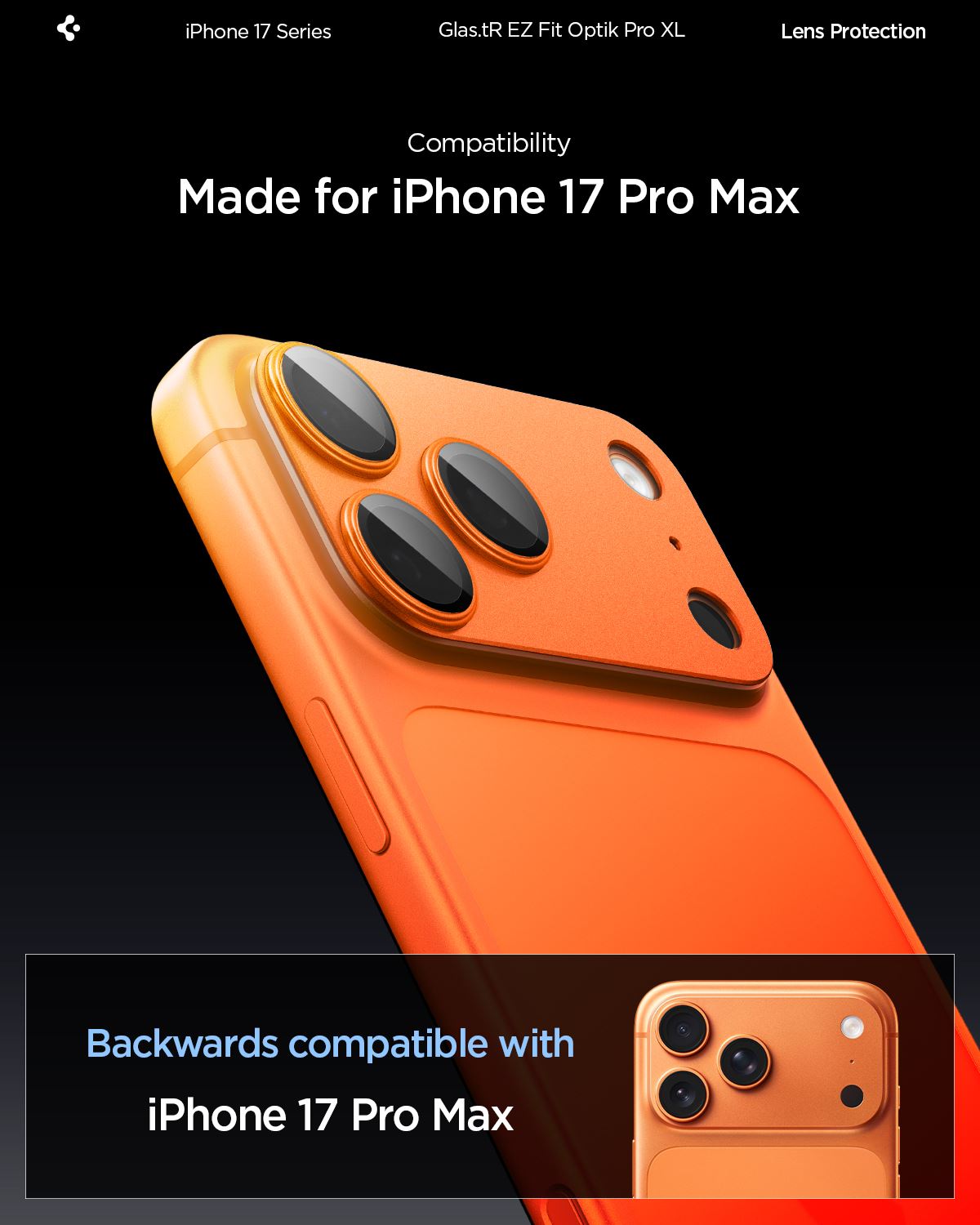 Spigen Glass tR EZ Fit Optik Pro XL 1 Pack, orange - iPhone 17 Pro Max (11)