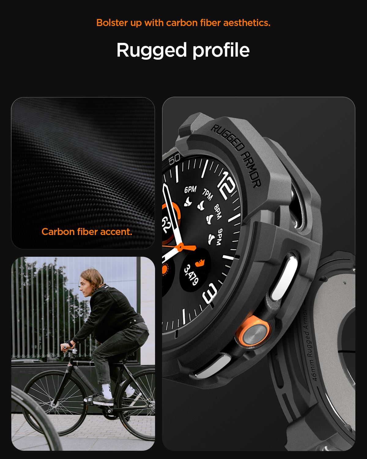 Spigen Rugged Armor, matte black - Samsung Galaxy Watch 8 Classic (46mm) (14)