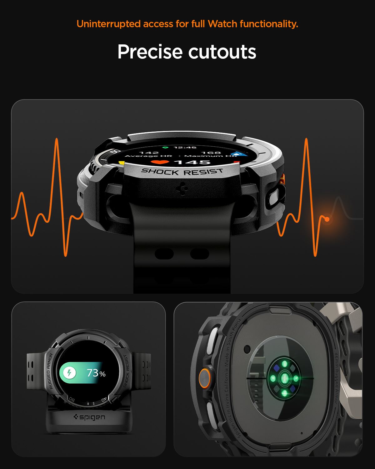 Spigen Rugged Armor, matte black - Samsung Galaxy Watch 8 Classic (46mm) (15)